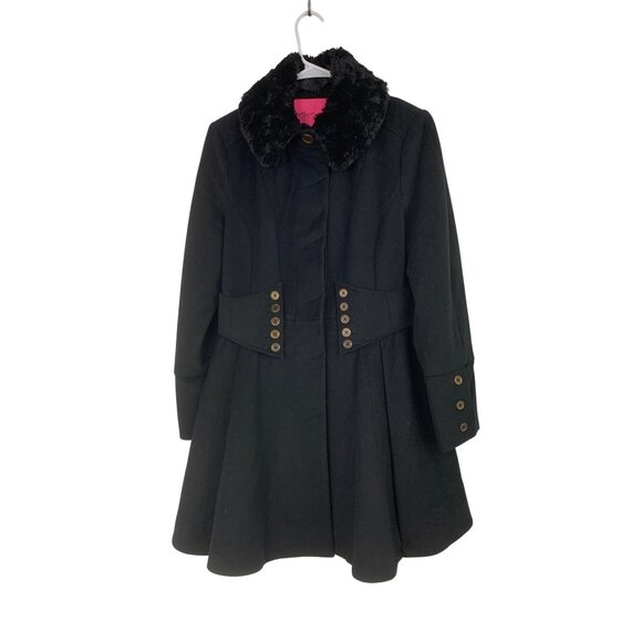 Rare Vintage Y2K Betsey Johnson 14 Black Wool Coat Flared Corset Size 14 RR10272 - Picture 3 of 16